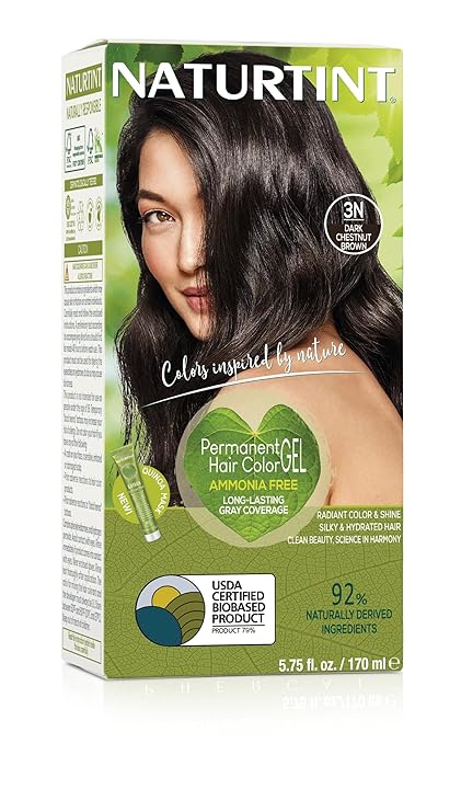 Naturtint Permanent Hair Color 3N Dark Chestnut Brown (Pack of 1), Ammonia Free, Vegan, Cruelty Free, up to 100% Gray Coverage, Long Lasting Results