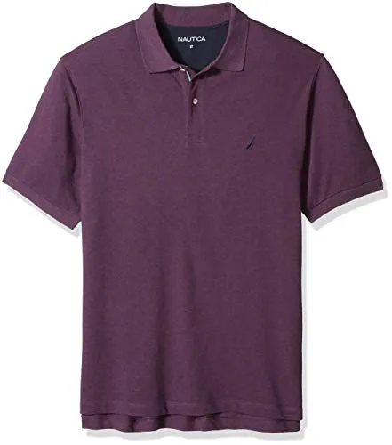 Nautica Men's Big & Tall Short Sleeve Solid Deck Polo Shirt, deep Purple Heather, 3X-Large