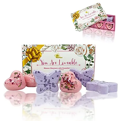 NAVANA Shower Steamers Gift Set â Lavender and Rose - XXL Deluxe Aromatherapy Shower Steamers - Shower Bomb Spa Gift - Stress Relief Shower Tablet â Unique Relaxation Gifts (300g)