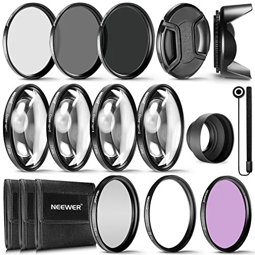 Neewer 77MM Lens Filter and Accessory Kit: UV CPL FLD Filters, Macro Close Up Filter Set(+1 +2 +4 +10), ND2 ND4 ND8 Filters, Fit for Canon EF 24-105 f/4 L is USM Lens, Nikon 28-300f/3.5-5 AF-S Lens