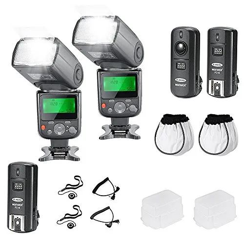 Neewer NW-670 TTL Flash Speedlite with LCD Display Kit for Canon DSLR Cameras,Includes:(2)NW-670 Flash,(1)2.4G Wireless Trigger(1 Transmitter, 2 Receivers),(2)Soft/Hard Diffuser,(2)Lens Cap Holder