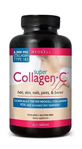 Neocell Super Collagen+C Type 1 and 3, 6000mg plus Vitamin C, 250 Count , Pack of 4