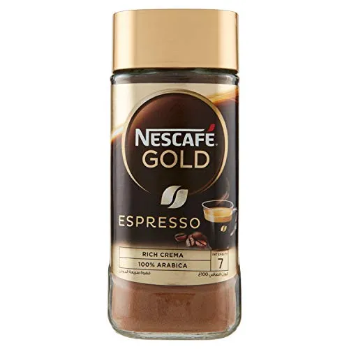 NESCAFE Gold Espresso 100% Arabica Aroma Intense Instant Coffee Beans Beverages for a Perfect Day Start Jar 100 gm