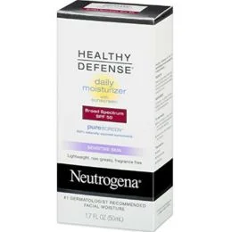 Neutrogena Healthy Defense Daily Moisturizer for Sensitive Skin with SPF 50, Mineral Sunscreen with Zinc Dioxide & Titanium Dioxide, Oil-Free & Fragrance-Free, 1.7 fl. oz (Pack of 2)