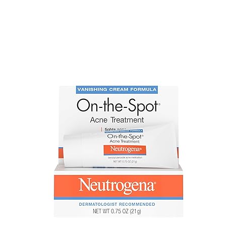 Neutrogena On-The-Spot Acne Spot Treatment with 2.5% Benzoyl Peroxide Acne Treatment Medicine to Treat Face Acne, Gentle Benzoyl Peroxide Pimple Gel for Acne Prone Skin, .75 oz