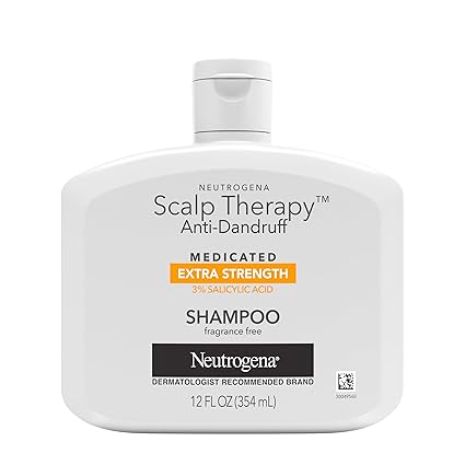 Neutrogena Scalp Therapy Anti-Dandruff Extra Strength Medicated Shampoo with 3% Salicylic Acid, Helps Prevent, Fight, & Control the Recurrence of Dandruff, Fragrance Free, 12 fl. oz