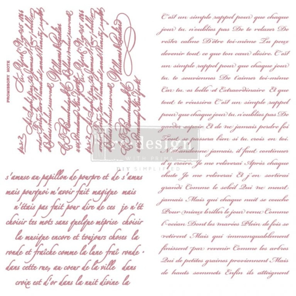NEW - Vintage Script redesign decor stamp 12x12 - redesign - decor stamp - furniture stamp - transfers