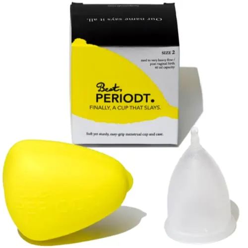 New Best Periodt Menstrual Cup - High Capacity Flexible Period Cup for Heavy Flow - 12 Hour Leak Free - Comfy & Easy to Use - Comes with Yellow Menstrual Cup Case - USA Made (2 - Heavy Flow)