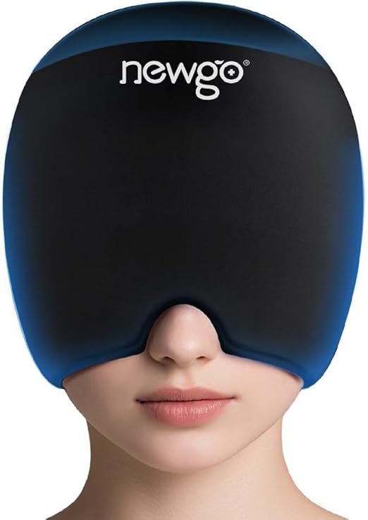 NEWGO Migraine Relief Cap Headaches Ice Cap with Top Coverage, Hot and Cold Therapy, Migraine Headache Relief Cap for Tension, Stress & Hangover