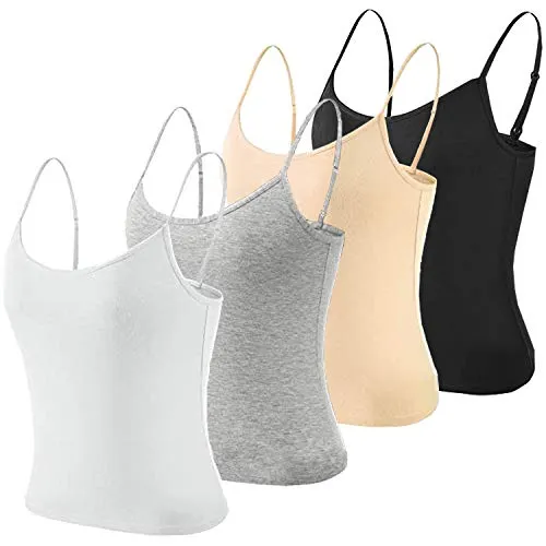 NEWITIN 4 Pack Spaghetti Strap Camisole Top Adjustable Strap Tank Tops for Women Girls 2