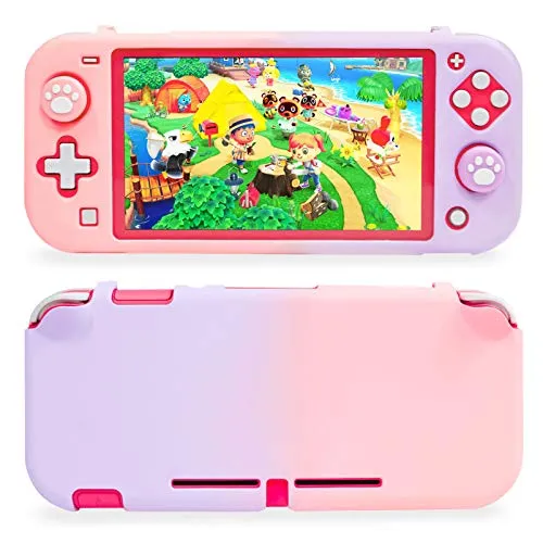 Niclogi Protective Case for Nintendo Switch Lite, Hard Cover Case Compatible with Nintendo Lite with 2 Thumb Grip Caps(Purple and Pink)
