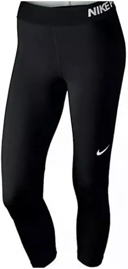 Nike Womens Dri-Fit Capri Athletic Leggings (Black/White, Medium)