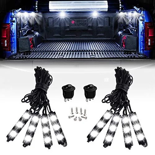 Nilight 8PCS 24LED Rock Light for Cargo Truck Pickup Bed Off Road Under Car Side Marker LED Rock Lighting Kit w/Switch White, 2 Years Warranty