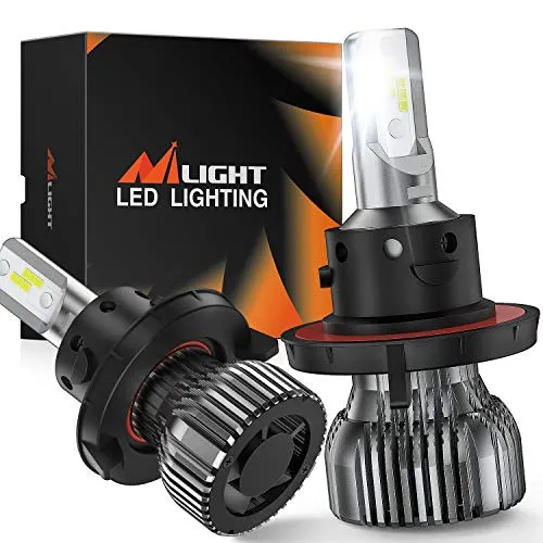 Nilight E1 H13/9008 LED Headlight Bulbs, 350% Brighter, 50W 10000LM LED High Low Beam Headlight Conversion Kit, 6000K Cool White, Mini Size, Pack of 2