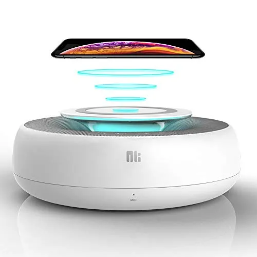 Nillkin Bluetooth Speaker with Wireless Charger 10W, 2 in 1 Portable Wireless Speakers Louder Volume Audio Stereo Home, Dual Driver Speakerphone Hands Mic, Touch Control, Wireless & USB Charge