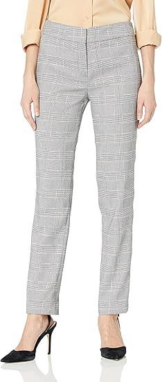 NINE WEST Women's Plaid Pant, Black Multi, 10