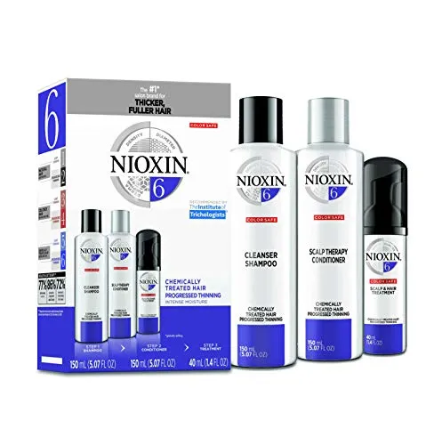 Nioxin System 6 Hair Care for Bleached Hair/CheMically Treated Hair with Progressed Thinning, 3 Count