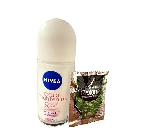 Nivea Extra Brightening Anti-Perspirant Deodorant 50ml with Rexona Quantum Dry Sampler Sachet