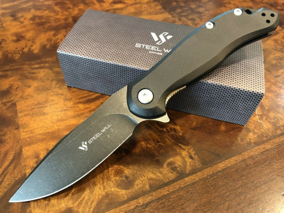 Steel Will Knives LANNER MINI F35M-09 D2 Black Stonewash G10 Black