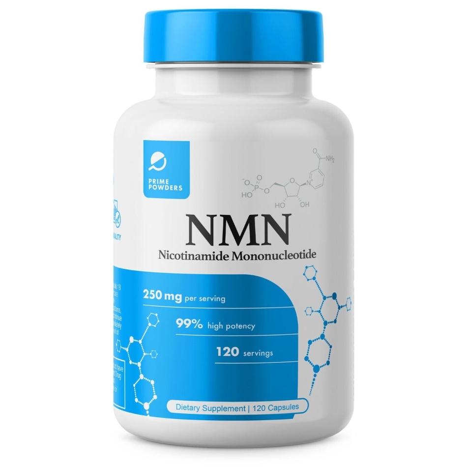 NMN Capsules by Prime Powders: Nicotinamide Mononucleotide 120 Count