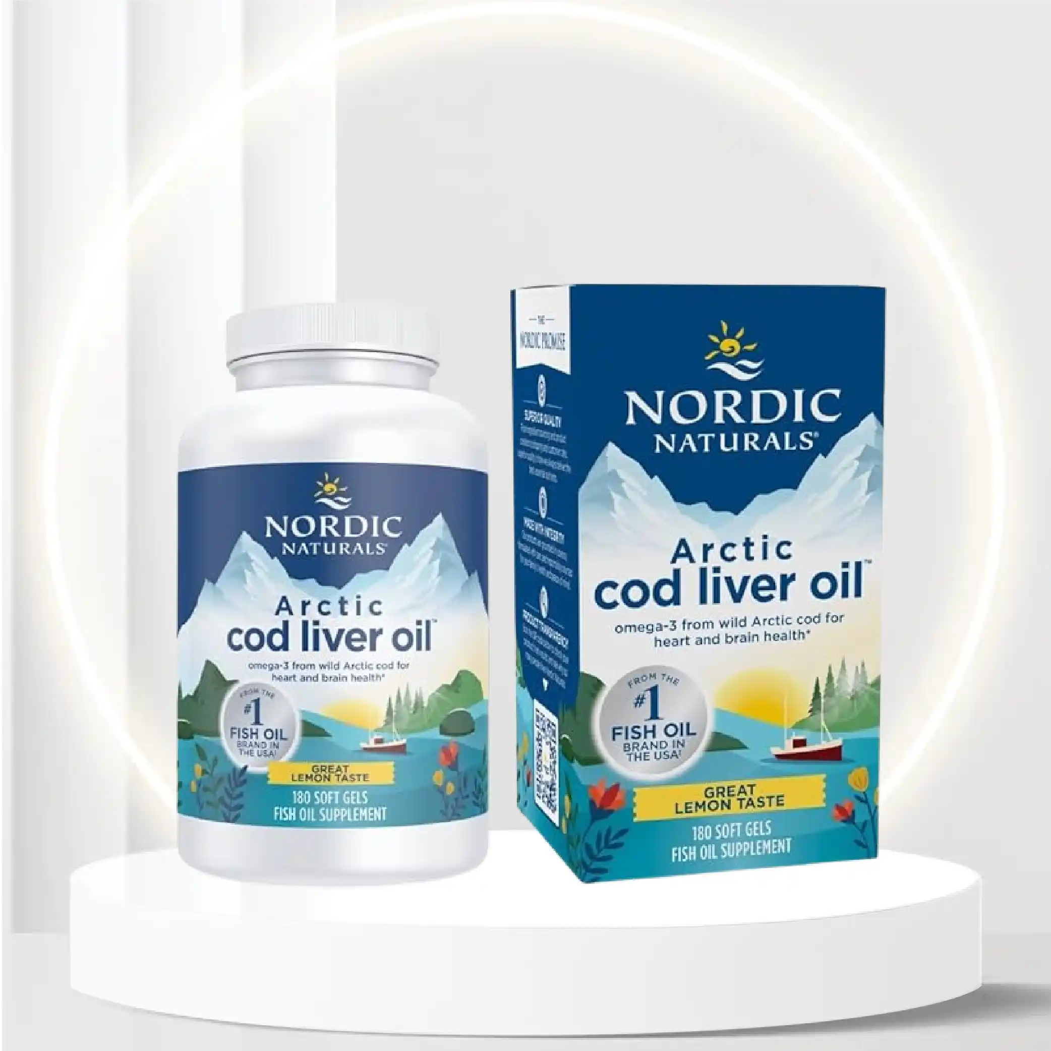 Nordic Naturals Arctic Cod Liver Oil, Lemon - 180 Soft Gels - 750 mg Total Omega-3s with EPA & DHA - Heart & Brain Health, Healthy Immunity, Overall Wellness - Non-GMO - 60 Servings