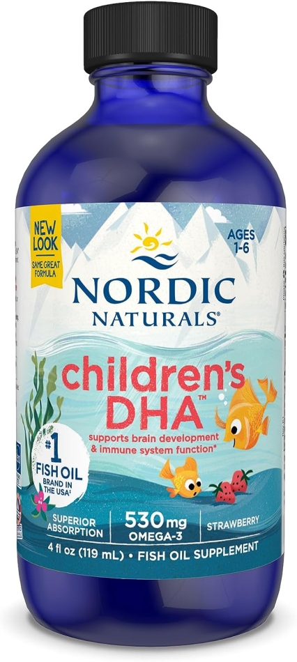Nordic Naturals Childrenï¿½s DHA, Strawberry - 4 oz - 530 mg Omega-3 with EPA & DHA - Brain Development & Function - Non-GMO - 48 Servings