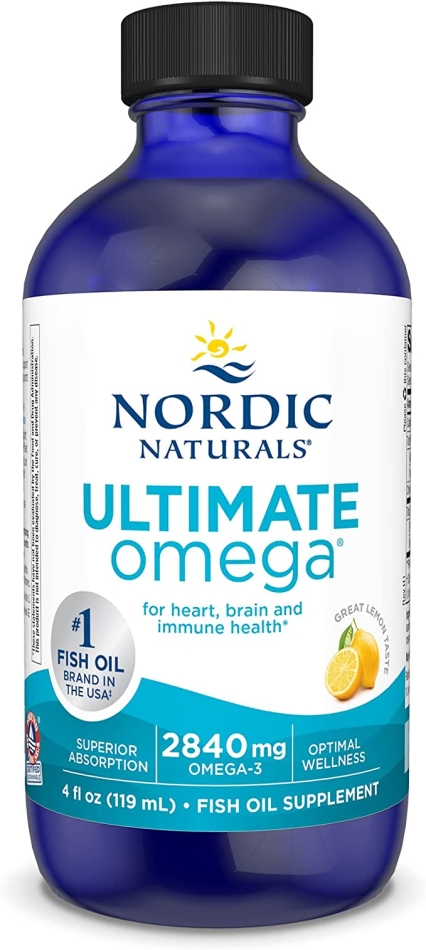 Nordic Naturals Ultimate Omega Liquid, Lemon Flavor - 2840 mg Omega-3-4 oz - High-Potency Omega-3 Fish Oil Supplement with EPA & DHA - Promotes Brain & Heart Health - Non-GMO - 24 Servings