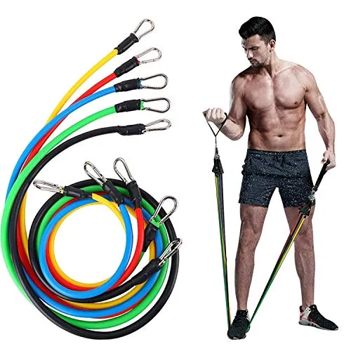 NOT Resistance Bands Set Stretch Exercise Band Set with Door Anchor, Physical Therapy Keep Fit Exercise Bands with Handles, Ankle Straps and Carry Bag, 11 Pack Suitable for Any Fitness Level