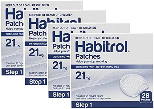 Novartis Habitrol 21mg Nicotine Patches Step 1 Stop Smoking 4 Boxes of 28 Each (112 Patches) 21 MG
