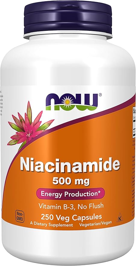 NOW Foods, Niacinamide (Vitamin B-3) 500 mg, Energy Production, 250 Veg Capsules