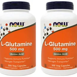 Now L-Glutamine 500 mg, 300 Vegan Capsules (Pack of 2)