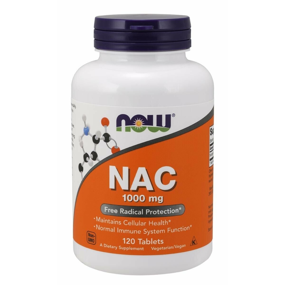 NOW NAC (N-Acetyl-Cysteine) 1,000 mg, Free Radical Protection*, 120 Tablets