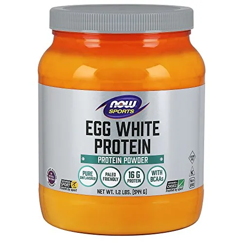 NOW Sports Nutrition, Egg White Protein, 16 G With BCAAs, Unflavored Powder, 1.2-Pound