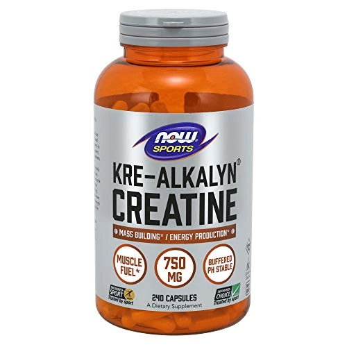 NOW Sports Nutrition, Kre-Alkalyn Creatine 750 mg, Mass Building*/Energy Production*, 240 Capsules
