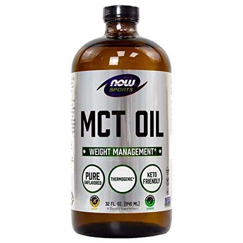 Now Sports Nutrition, MCT (Medium-Chain triglycerides) Oil, Weight Management, Liquid, 32-Ounce, Premium Glass Bottle, Limited Edition