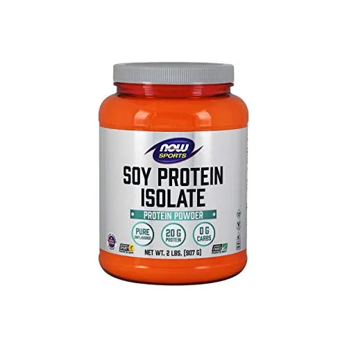 NOW Sports Nutrition, Soy Protein Isolate 20 G, 0 Carbs, Unflavored Powder, 2-Pound