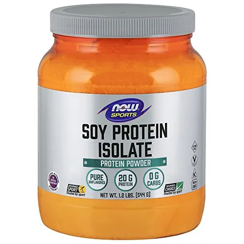 NOW Sports Nutrition, Soy Protein Isolate 20 G, 0 Carbs, Unflavored Powder, 1.2-Pound