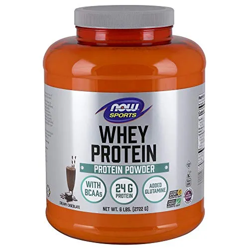 NOW Sports Nutrition, Whey Protein, 24 G With BCAAs, Creamy Chocolate Powder, 6-Pound