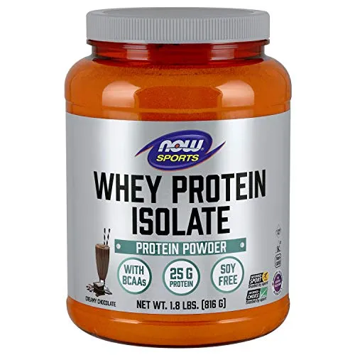 NOW Sports Nutrition, Whey Protein Isolate, 25 G With BCAAs, Creamy Chocolate Powder, 1.8-Pound