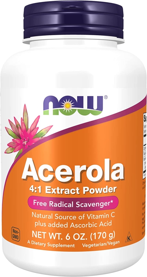 NOW Supplements, Acerola 4:1 Extract Powder, Acerola and Ascorbic Acid, Free Radical Scavenger*, 6-Ounce