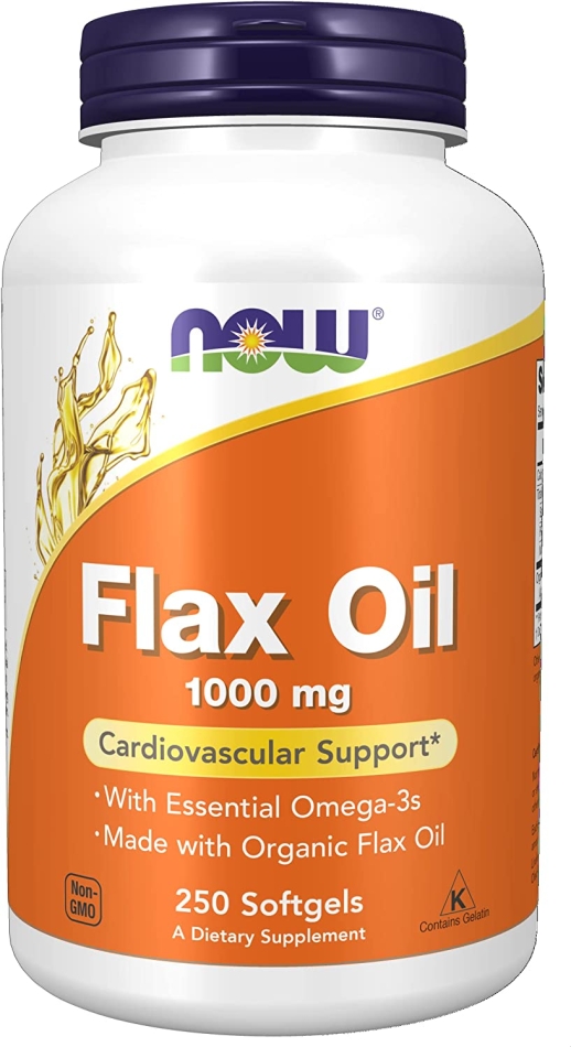 NOW Supplements, Flax Oil 1,000 mg made with Organic Flax Oil, Cardiovascular Support*, 250 Softgels