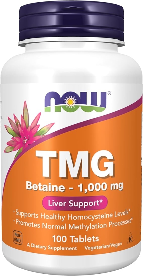 NOW Supplements, TMG Betaine (Trimethylglycine) 1,000 mg, Liver Support*, 100 Tablets