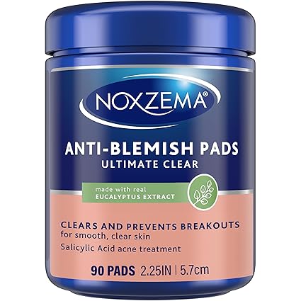 Noxzema Ultimate Clear Face Pads Clears & Prevents Acne Anti-Blemish Made with Over 60% Alcohol 90 Count