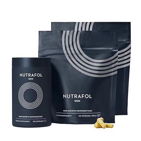 Nutrafol Mens Hair Growth Supplements, Clinically Tested for Visibly Thicker Hair and Scalp Coverage, Dermatologist Recommended - 3 Month Supply, Pack of 3