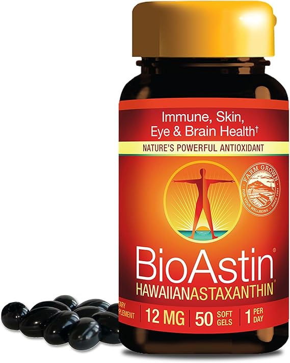 Nutrex Hawaii BioAstin Hawaiian Astaxanthin - 12mg High Potency, 50 Softgels - Antioxidant Support for Skin & Immune Health - Premium Microalgae Grown in Kona, Hawaii - Non-GMO & Gluten-Free