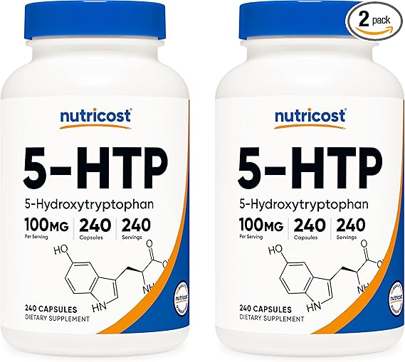 Nutricost 5-HTP 100mg, 240 Vegetarian Capsules (5-Hydroxytryptophan) - Non-GMO & Gluten Free (2 Bottles)