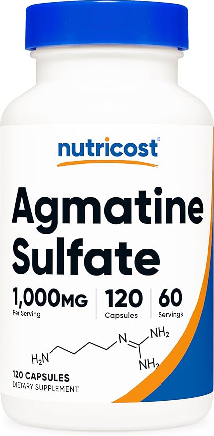 Nutricost Agmatine Sulfate 1000mg, 120 Capsules - Gluten Free, Non GMO, 500mg Per Capsule