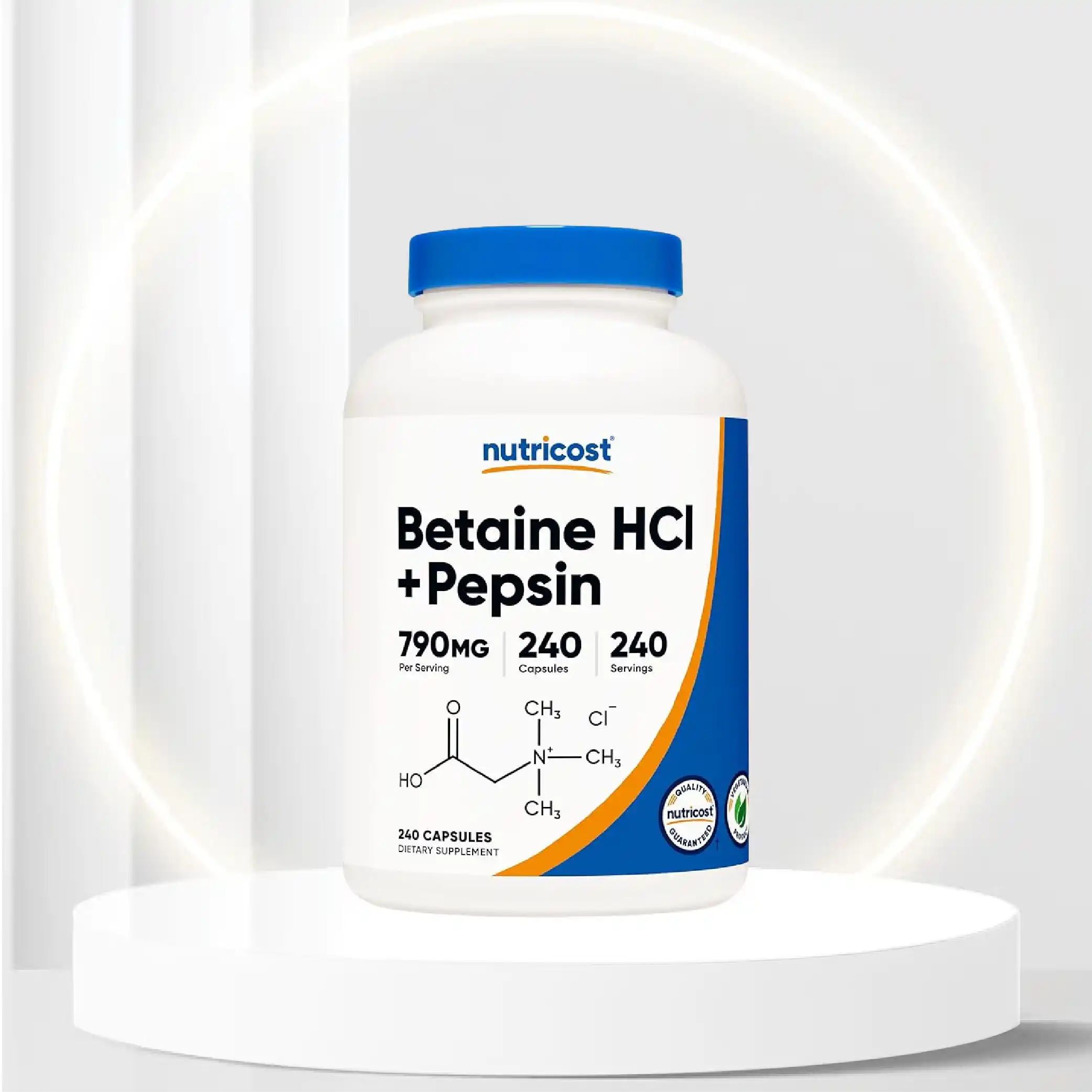Nutricost Betaine HCl + Pepsin 790mg, 240 Capsules - Gluten Free & Non-GMO