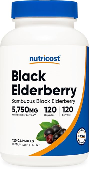 Nutricost Elderberry Capsules 575mg (120 Capsules) - Veggie Capsules, Gluten Free and Non-GMO Black Elderberry Supplement
