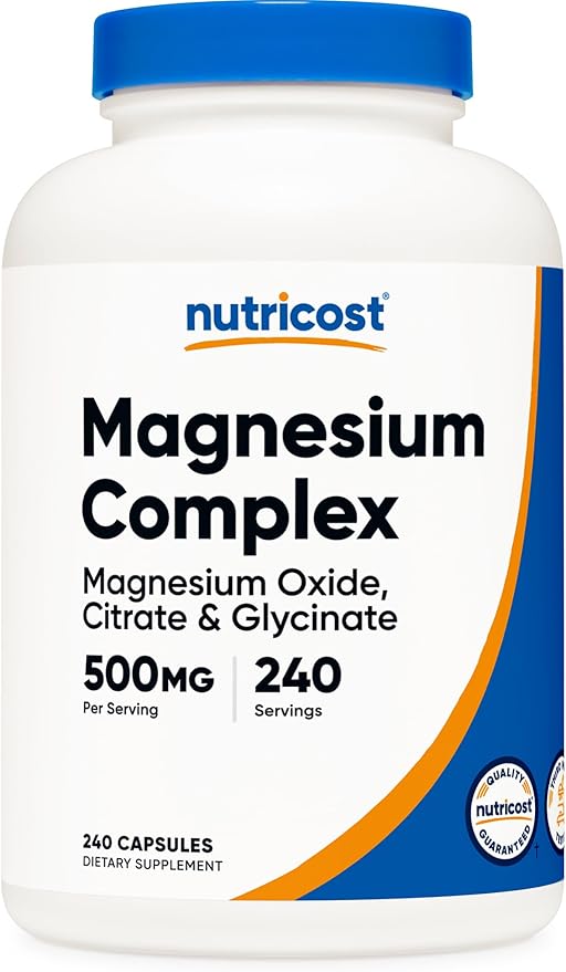 Nutricost Magnesium Complex 500mg, 240 Capsules - Magnesium Oxide, Citrate, and Glycinate - Gluten Free and Non-GMO